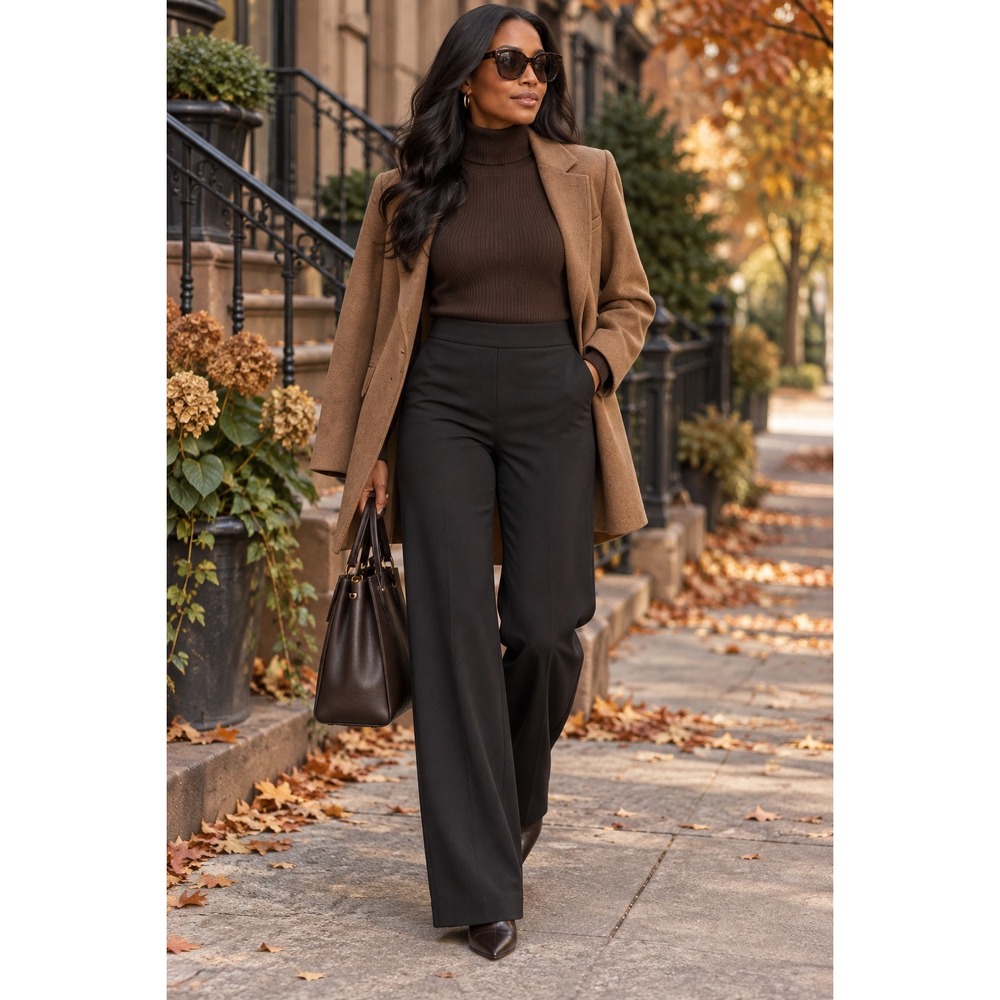 The Limited Scandal Collection Black Wide Leg Trousers Dress Pants 8R Wool Blend